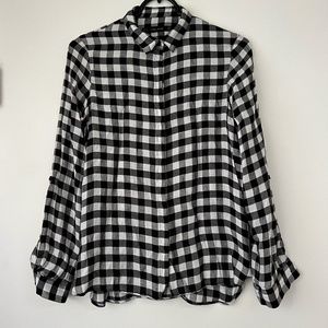 Zara | Checkered Black and White Buttondown Shirt Blouse Size XS